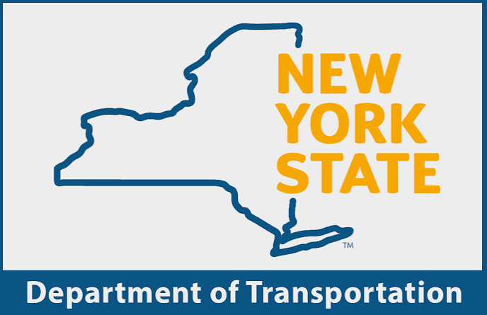 New York State Department of Transportation NYSDOT logo representing DOT requirements for turbidity curtains, dredging projects, marine construction, and environmental boom solutions in New York.